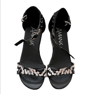 Amiana Girls dress shoes ,Wedge , Size 1(32) Black Color